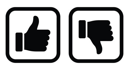 thumbs up and down icons in black silhouette thumbs up thumbs down like dislike positive negative feedback rating © Gahima