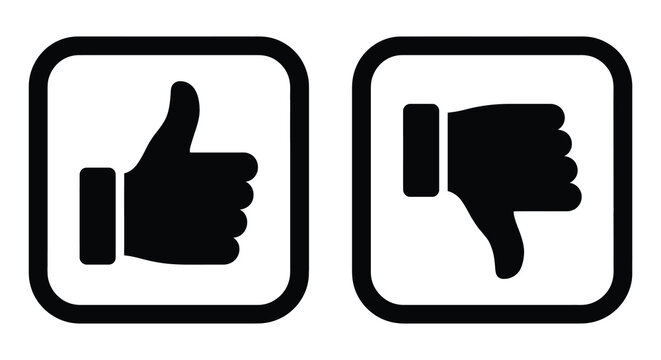 thumbs up and down icons in black silhouette thumbs up thumbs down like dislike positive negative feedback rating