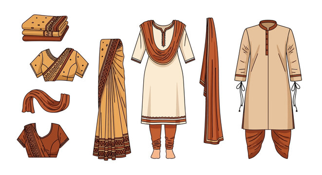 Traditional Indian clothing and accessories.