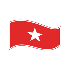 Obraz premium Red flag with a white star symbol waving gently in the wind on a plain surface