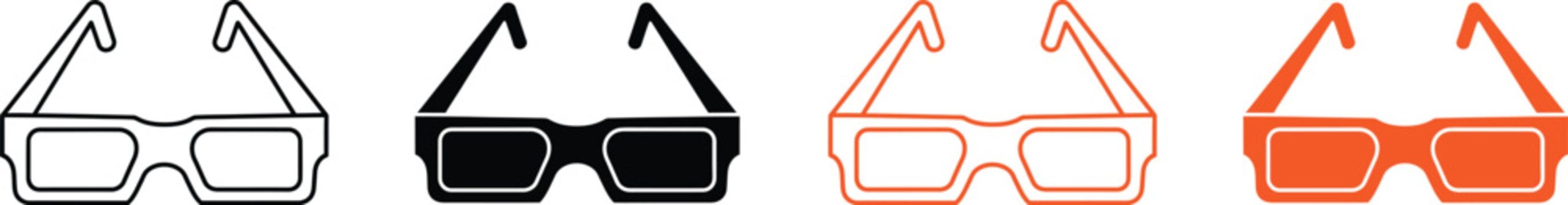 3d glasses icon set