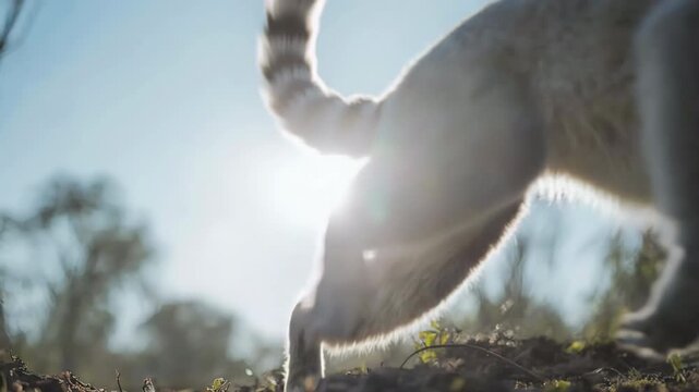 Ring-tailed lemur sitting peacefully in a forest