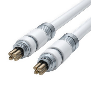 Two connected audio video cables with rca and av plugs