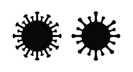 virus cell silhouette on white background microbe pathogen infection disease healthcare medical science biology black icon