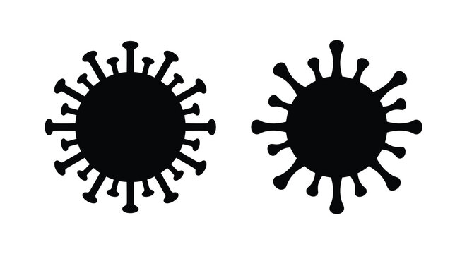 virus cell silhouette on white background microbe pathogen infection disease healthcare medical science biology black icon