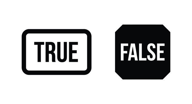 true false labels on white background silhouette text black rectangle square contrast binary decision choice logic