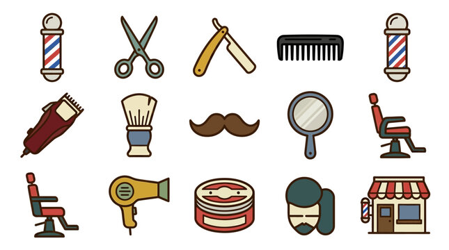 Barber shop icons and tools.