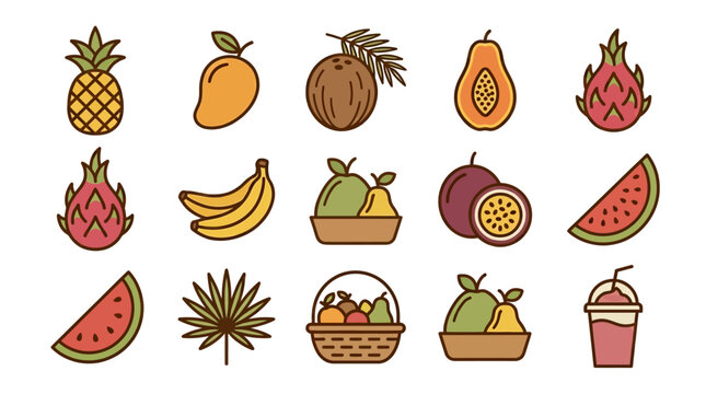 Colorful illustration of various fruits.