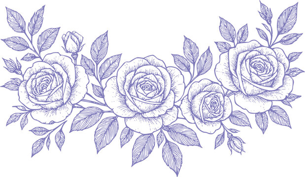 Vintage-Rose-And-Lily-Floral-Ornament-Decorative-Botanical-Design
