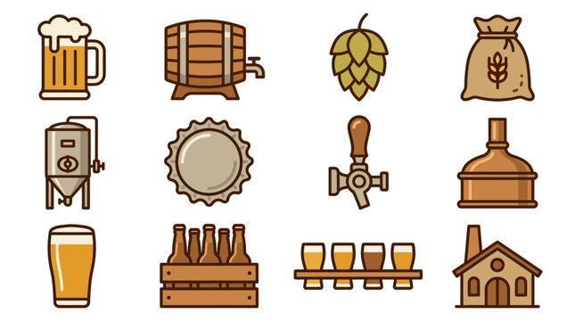 Brewery Beer Icons and Symbols.