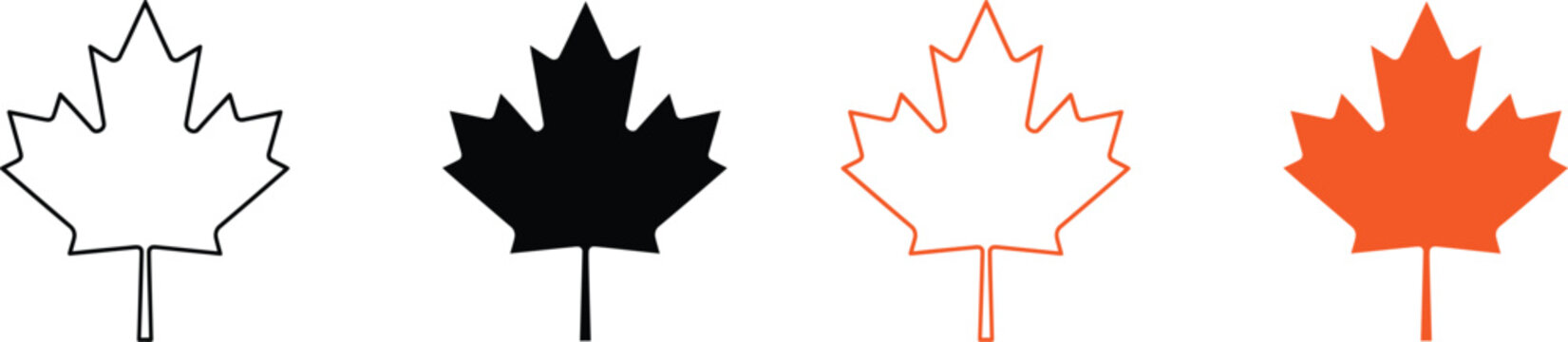 Four maple leaf icons in different colors