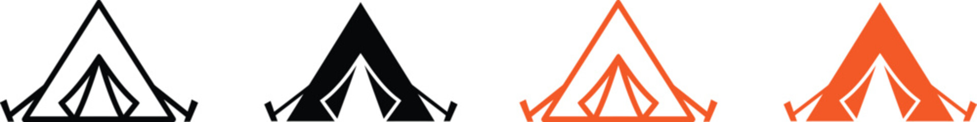 Minimalist tent logo variations black and orange tones © @rayan_rahaman