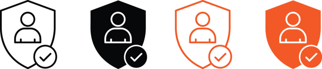 User protection icons with shield and checkmark ©  vector icon