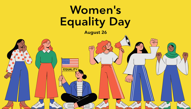 Women's Equality Day, feminist icons, diverse women, equality symbols, August 26