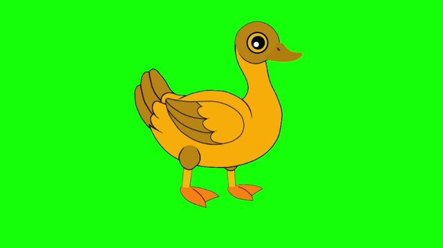 Cute Yellow Duckling Walking Animation Sprite Sheet Cartoon Baby Bird Character