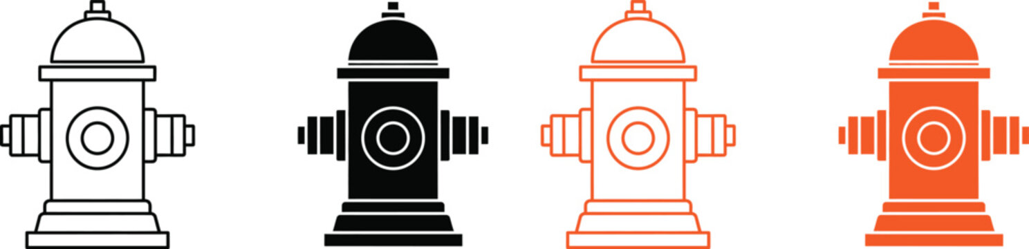 Fire hydrant icons in various line styles and colors