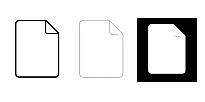 Three document icons in black, gray, and white are displayed on a plain background.
