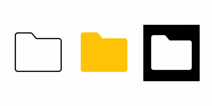 Three folders icons in black, yellow and white on plain background