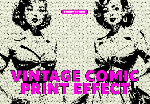 Retro Vintage Comic Print Photo Effect Template