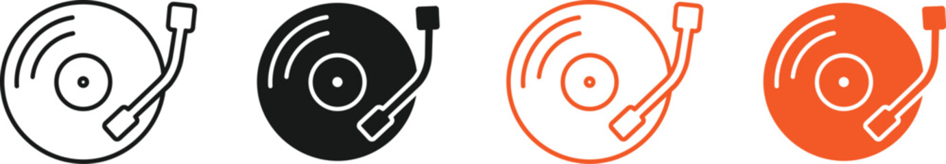 Vinyl record player icons in different colors © @rayan_rahaman