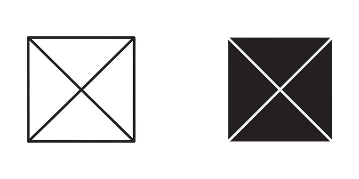 Square divided into four triangles symbol vector icon set with triangle geometry minimalist abstract