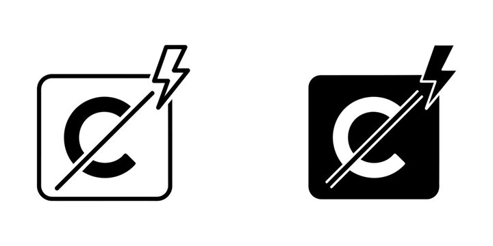 Letter c lightning bolt icon set with lightning electric alphabet typography minimalist illustration