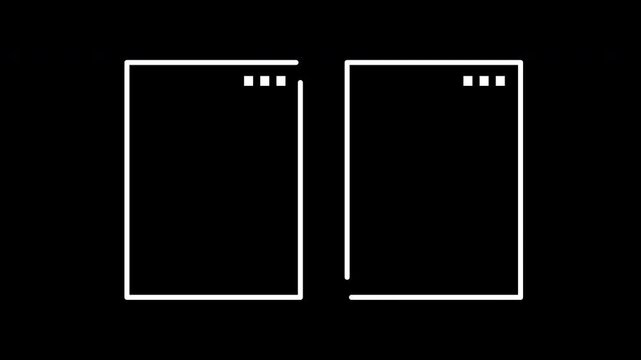 Animated Minimalist Split Screen Windows UI. Looping Dual Browser Tabs on Alpha Channel.