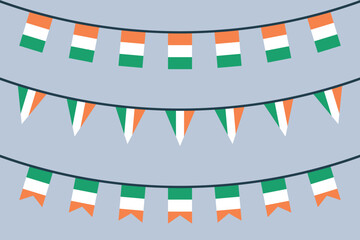 Fototapeta premium Ireland flag bunting icons set, symbols of the flag of Republic of Ireland
