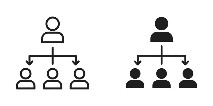 Organizational structure chart icon with leader and subordinates hierarchy organization management