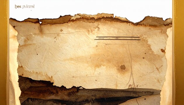Ancient parchment with creases, stains, and burnt edge