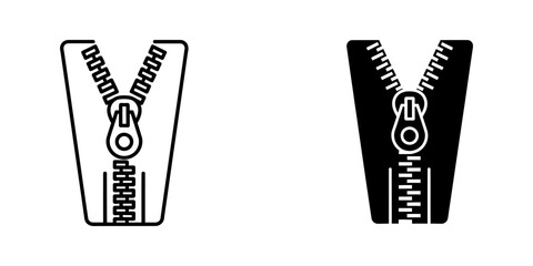 Clothing zipper fastener icon set with fastener clothing accessory silhouette minimalist pictogram © ICON  WAREHOUSE