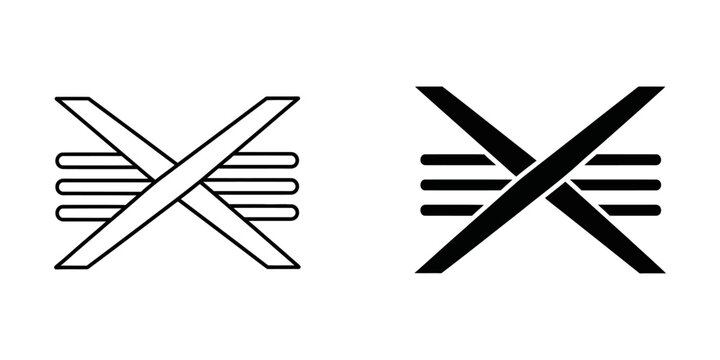 X mark warning sign icon set in outline and solid styles with forbidden prohibited silhouette rejected