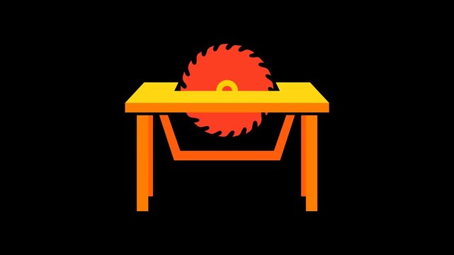 table saw blade spinning cutting carpentry professional tool animation HD 4K