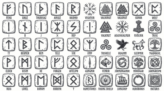 Norse Runes and Symbols: Ancient Alphabet, Mythology, Viking Icons Collection