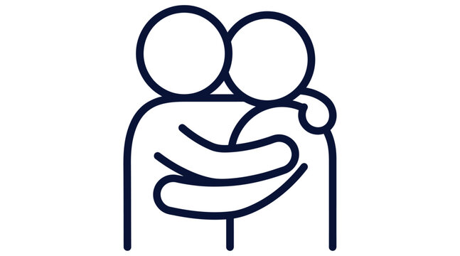 Two figures embracing in warm hug outline icon