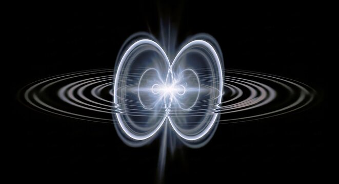 Abstract Visual Representation of Electron Orbital and Magnetic Field Lines