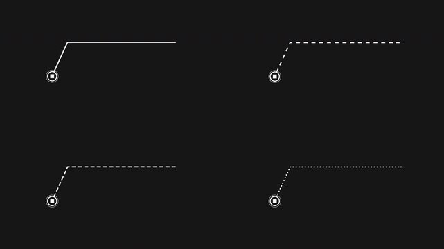 Simple connector path animation pack featuring solid, dashed and dotted lines. Modern HUD callout graphics for video editing