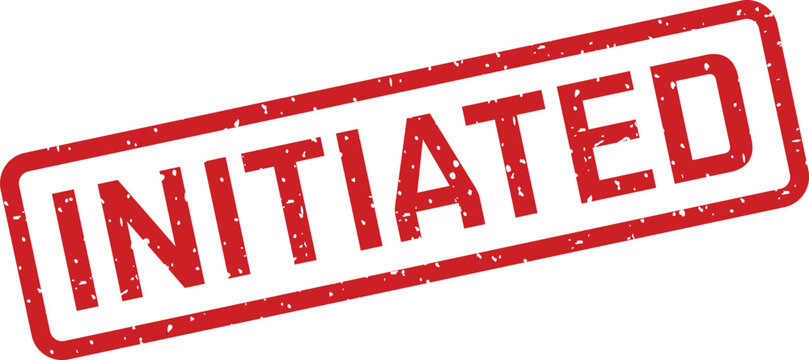Initiated red stamp on white background project start confirmation