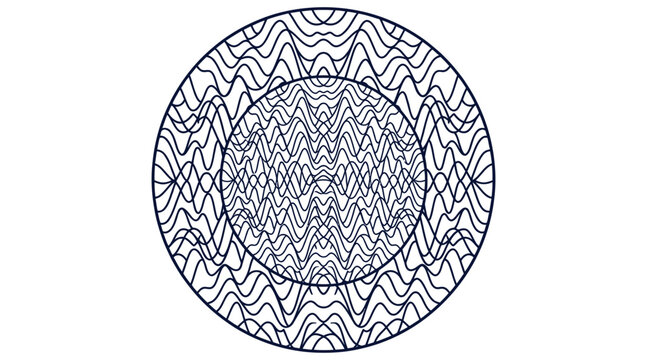 Sound waves forming circular texture pattern outline illustration