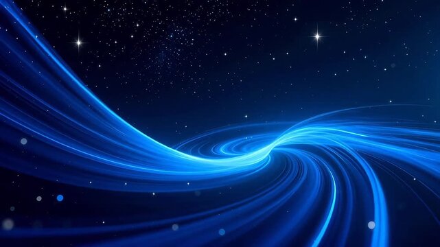 Blue light waves in starry sky