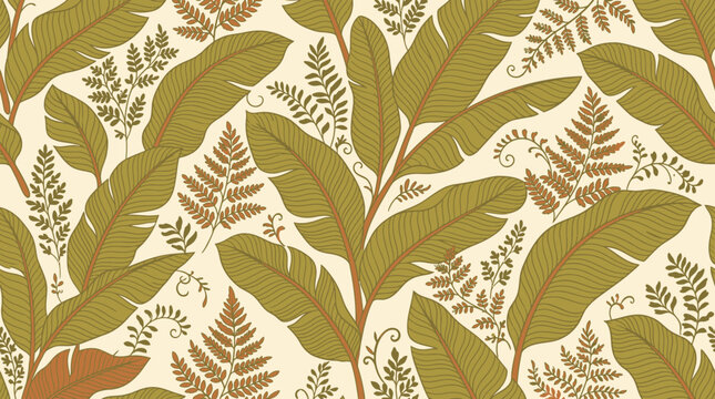 Green leafy plant pattern design.