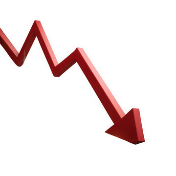 Red downward arrow trend graph vector