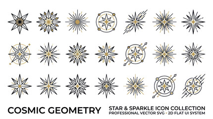 Cosmic Geometry Star Sparkle Icons - Vector Set © mila