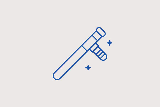 Standard tactical police rubber baton line icon for law enforcement defensive equipment. Practical vector illustration for security gear inventories, police academy training materials