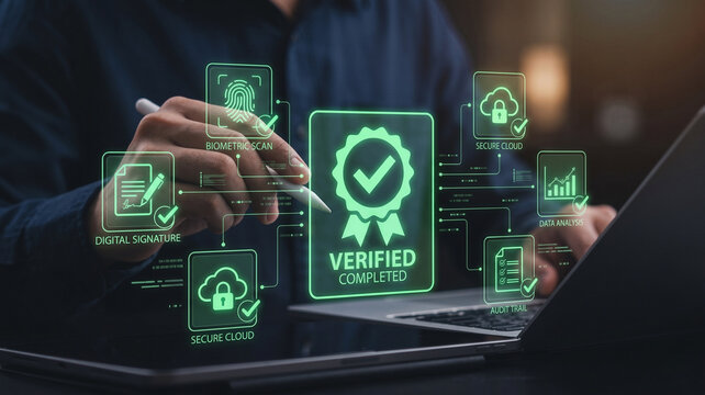 iso quality certification compliance interface featuring digital audit documentation review and process validation checklist on laptop for standard assurance business performance monitoring and operat