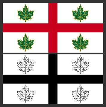 Vector illustration of the Anglican Church of Canada flag, including color and black and white line art versions