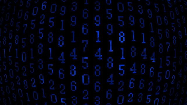 数字の羅列　サイバーやハッカーのような背景　青の数字