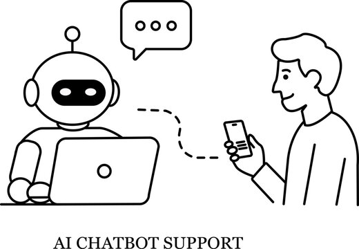 AI Chatbot Customer Support Line Illustration