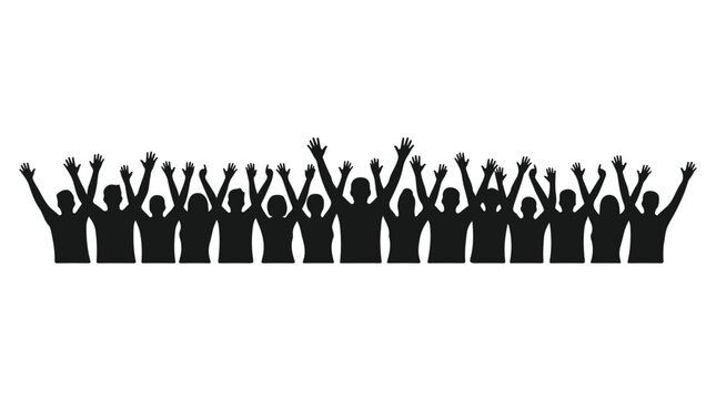 Half body vector black silhouette of football supporter 007