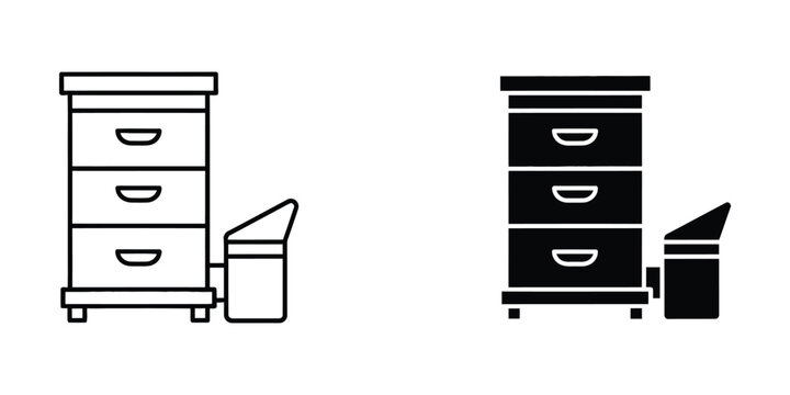 Beehive storage drawer with honey extractor illustration